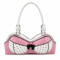 Y2K Polka Dot Bra Shoulder Bag | PU Leather Bow Novelty Handbag Novelty Shoulder Bag Nixie Pink