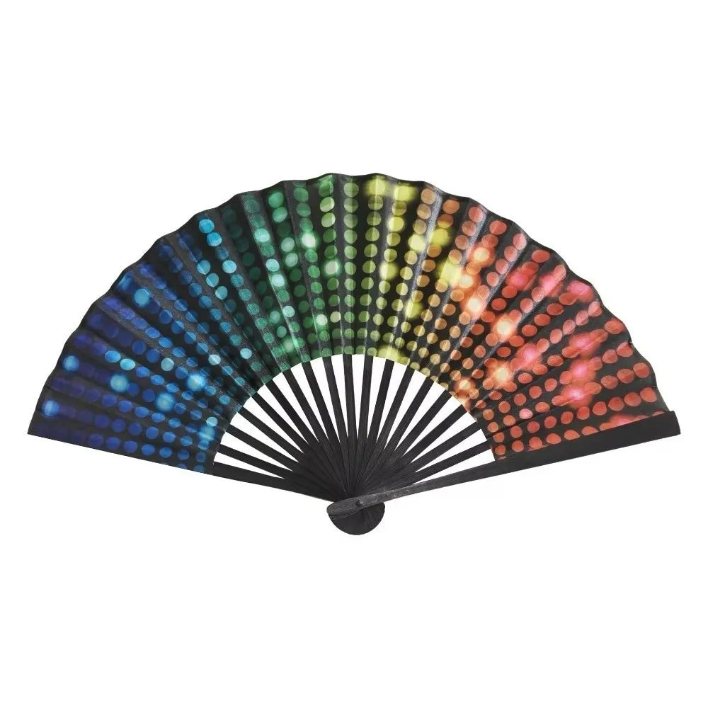 Gradient Folding Hand Fan 23cm | Reflective Leopard Rave Fan Folding Hand Fan Nixie