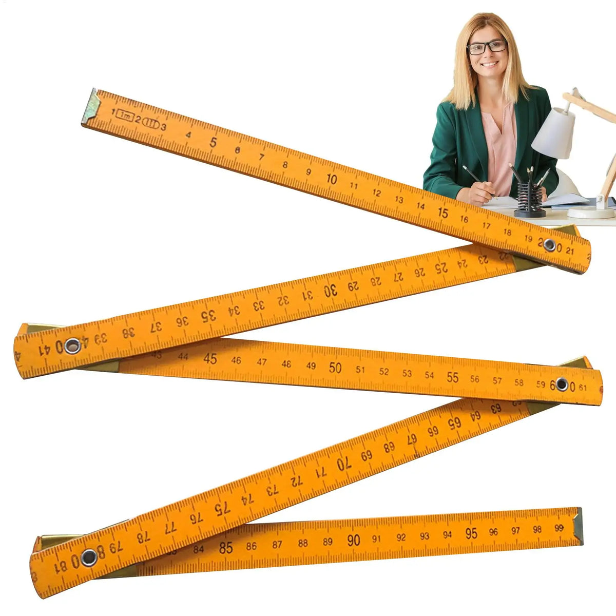 Wooden Folding Ruler 1 Meter – Metric Carpenter Measuring Stick