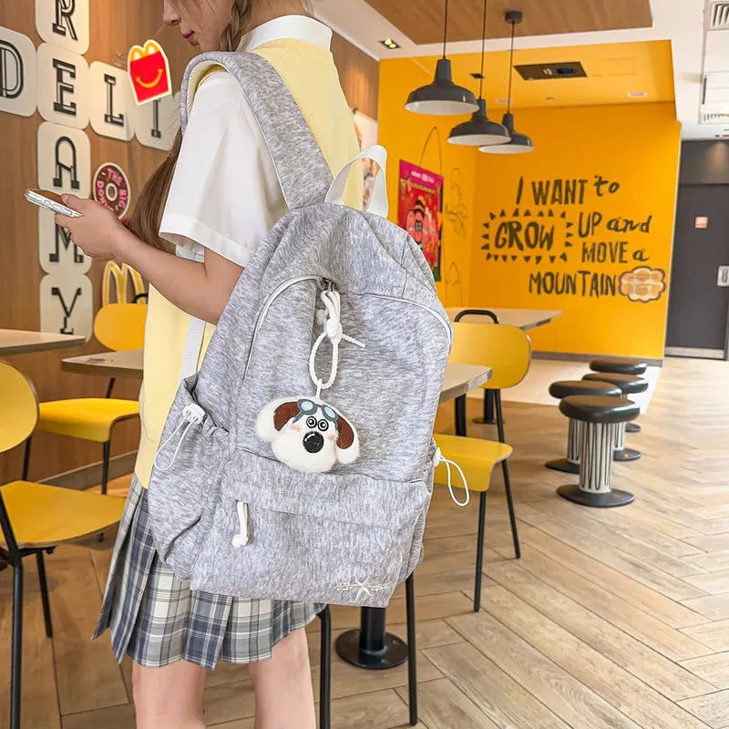Nixie Embroidered Canvas Backpack | Korean Style, Large Capacity Canvas Backpack Nixie