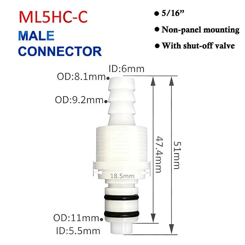 Quick Disconnect Hose Coupling 1/4 5/16 3/8 Valved Barb Connector Hose Quick Coupler Nixie ML5HC