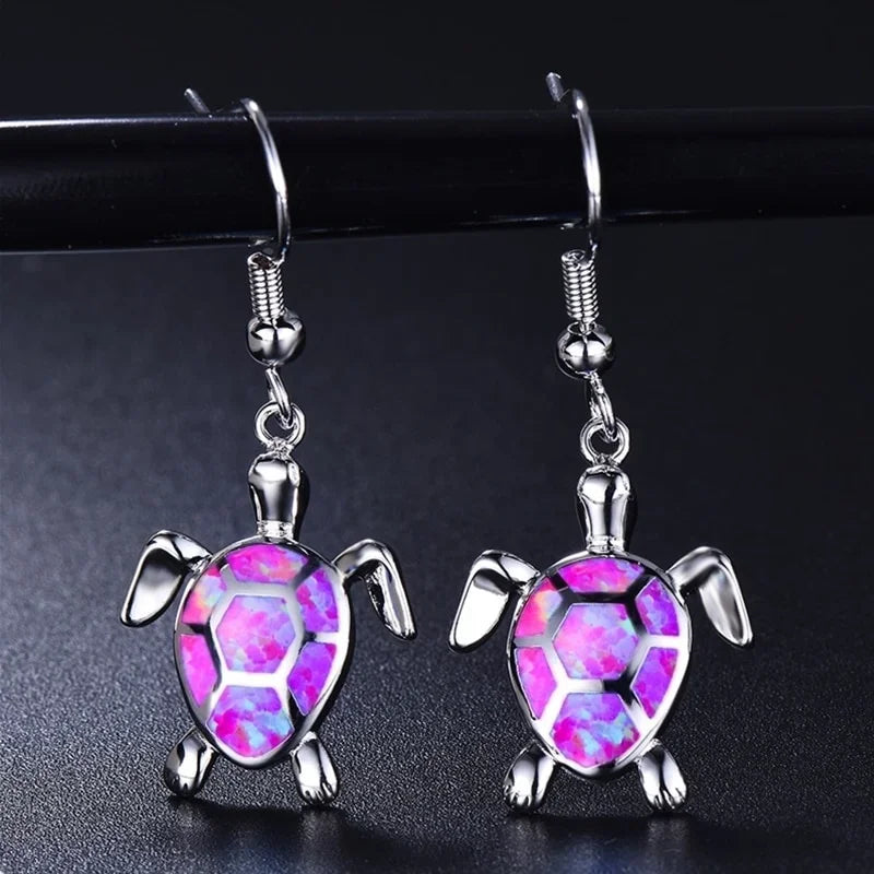 2 Pairs Fire Opal Sea Turtle Drop Earrings for Women | Nixie Drop Earrings Nixie PURPLE