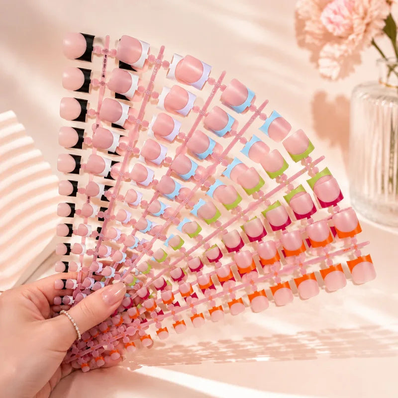 30Pcs Nude Pink French Press-On Toe Nails – False Nail Set Press-On Toe Nails Nixie