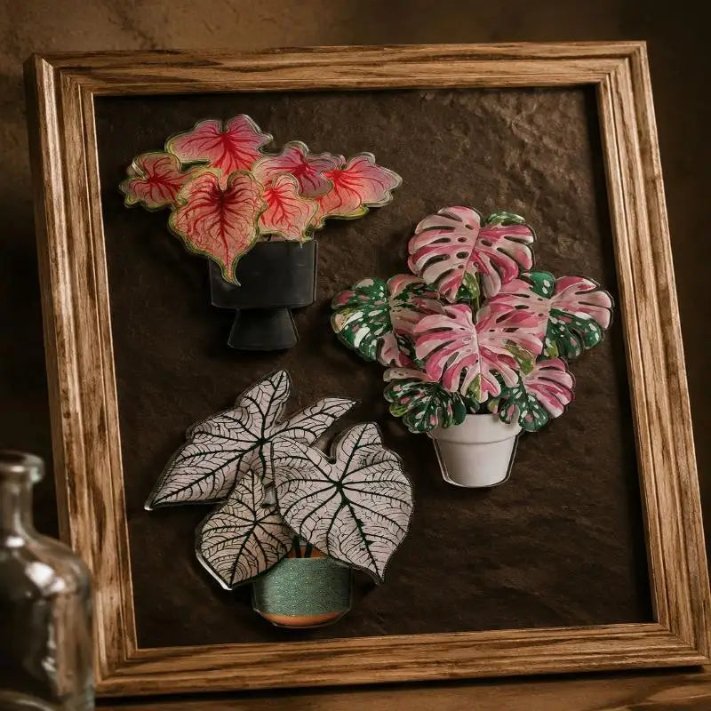 Rotatable Artificial Plant Fridge Magnet | Acrylic Tropical Decor Decorative Fridge Magnet Nixie
