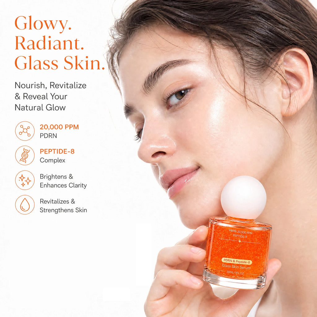 PDRN & Peptide-8 Glass Skin Serum | Shimmer Facial Essence Facial Serum Nixie