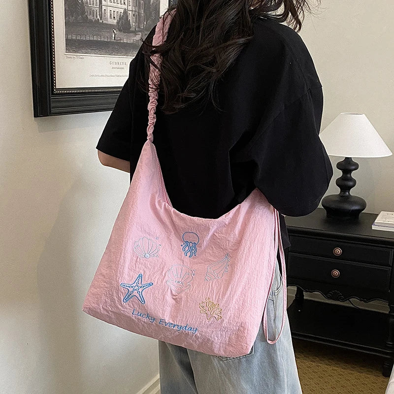 Korean Minimalist Canvas Tote Large Capacity Crossbody Bag