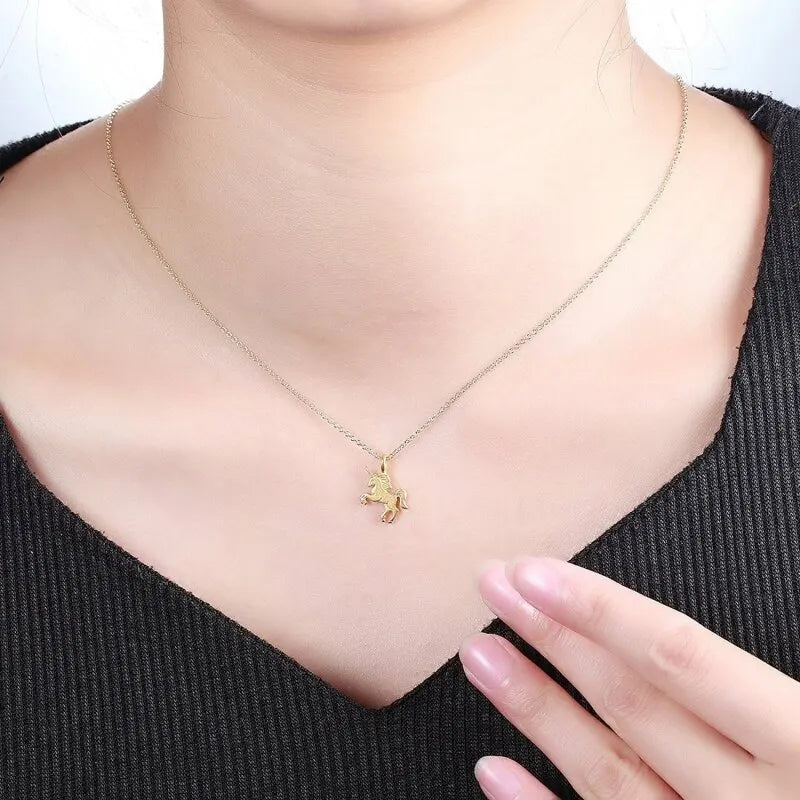 Unicorn Pendant Necklace Gold Plated Zinc Alloy – Women's Fashion Pendant Necklace Nixie