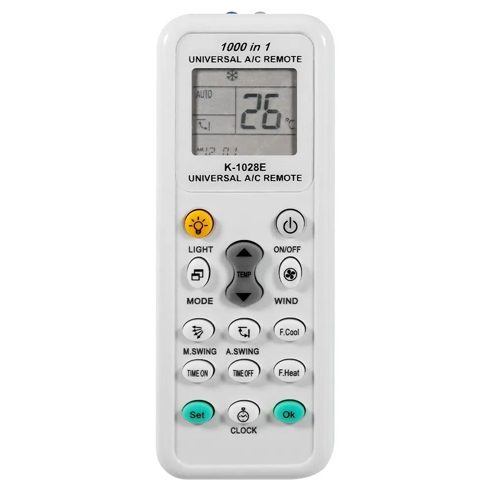 Universal AC Remote Control K-1028E LCD Display – 1000 in 1 AC Remote Control Nixie WHITE