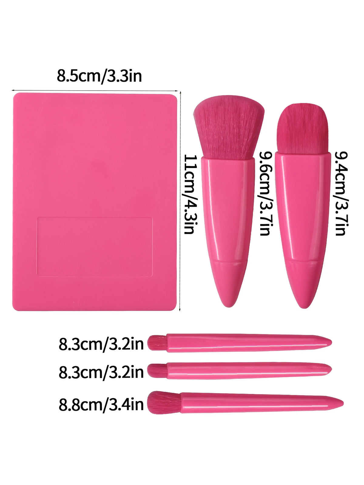 5-Piece Travel Makeup Brush Set with Case & Mirror Travel Makeup Brushes Nixie