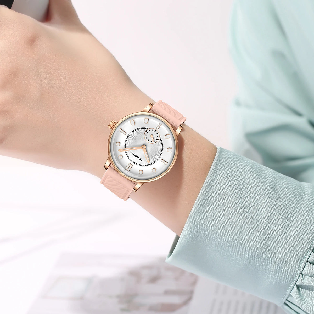 REBIRTH Cute Silicone Strap Quartz Watch – Minimalist Style Silicone Strap Watch Nixie