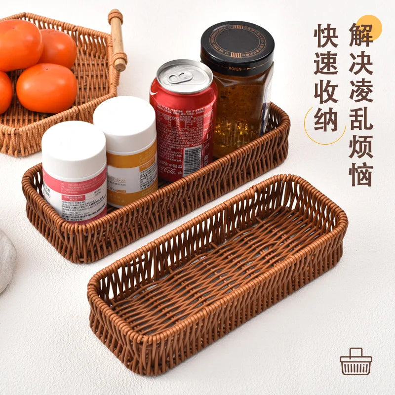 Imitation Rattan Desktop Utensil & Cutlery Storage Basket Kitchen Storage Basket Nixie