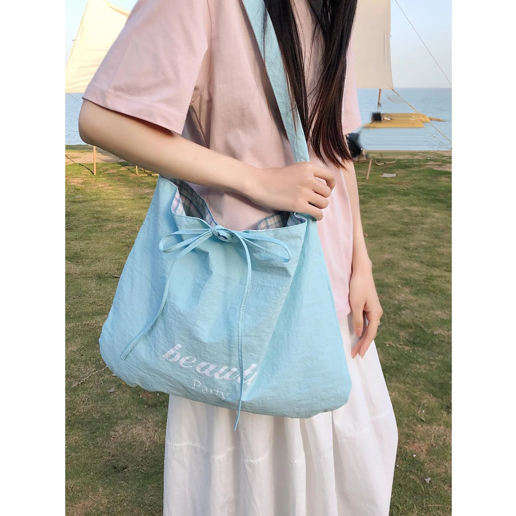 Korean Striped Double-Sided Tote Bag – Large Shoulder Bag Shoulder Tote Bag Nixie