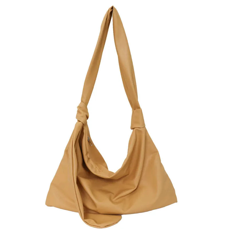 Korean Minimalist Faux Leather Tote Bag | Knotted Design Faux Leather Tote Bag Nixie Yellow