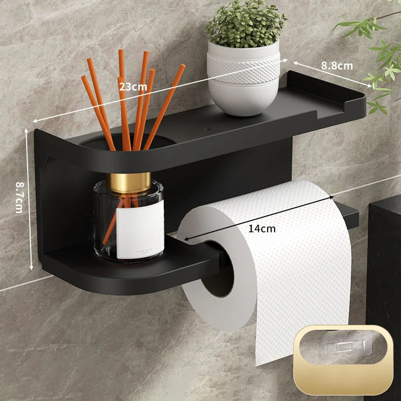 Wall-Mounted Toilet Paper Holder with Storage Shelf Toilet Paper Holder Nixie A4