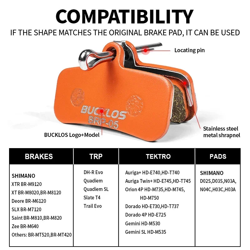BUCKLOS MTB Disc Brake Pads Shimano D02S N03A M8020 M9120 Disc Brake Pads Nixie