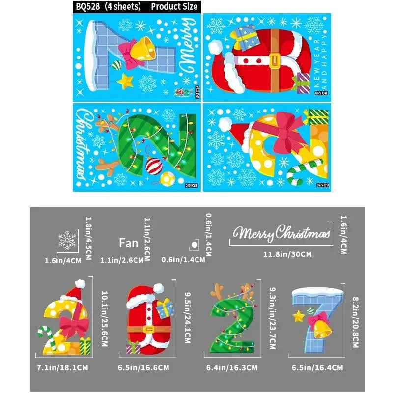 2027 Christmas Window Stickers – 4/5 Sheets Xmas Decals Christmas Window Decals Nixie