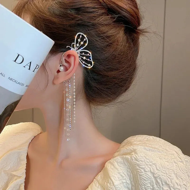 Nixie Butterfly Clip-On Drop Earrings – No Piercing, Pearl Clip-On Earrings Nixie