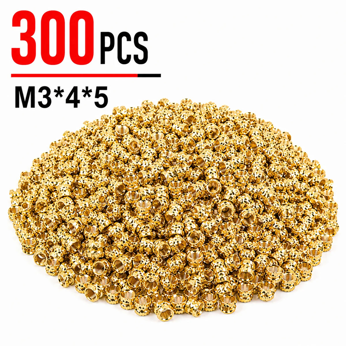 M3 Brass Heat Set Insert Nuts 5×4mm for 3D Printing & DIY Threaded Insert Nuts Nixie 300Pcs-in bags