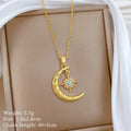Star Moon Pendant Necklace | Gold Stainless Steel Choker Women Pendant Necklace Nixie XL2606-810