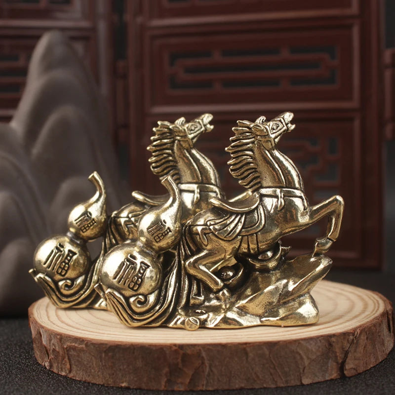Bronze Zodiac Horse Copper Statue Desktop Ornament Décor Desktop Statue Ornament Nixie