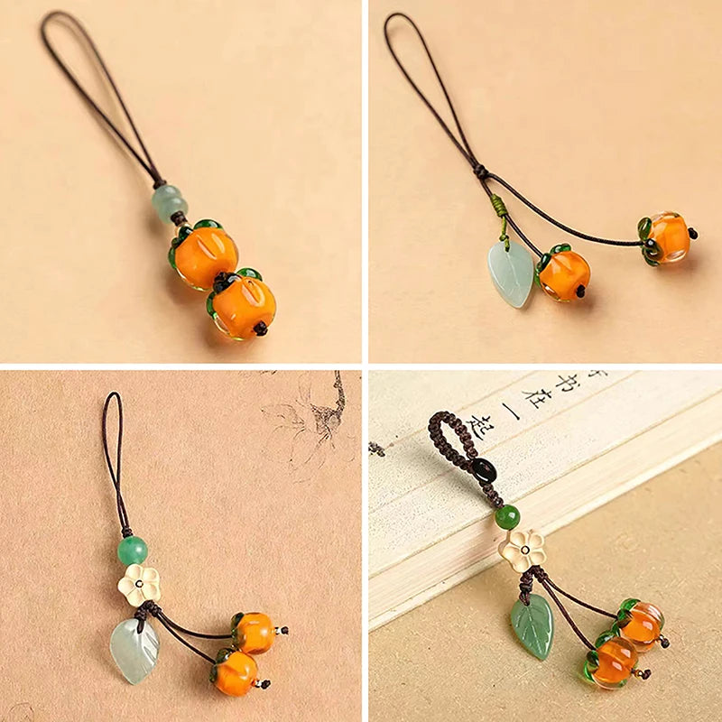 Kawaii Persimmon Crystal Phone Charm Strap Pendant – Keys & Bags Phone Charm Pendant Nixie