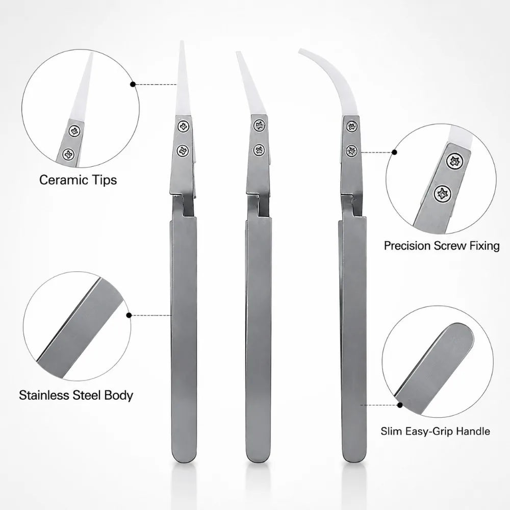 Ceramic Cross Lock Tweezers Anti-Static Reverse Action Tool