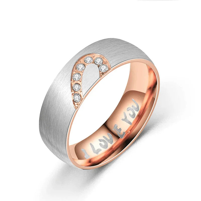 Heart Shape Couple Rings – Adjustable Wedding Band Set, Unisex
