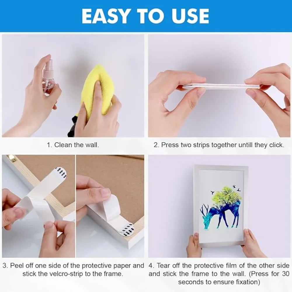 Removable Adhesive Hook & Loop Strips – No-Damage Wall Hangers Adhesive Hanging Strips Nixie