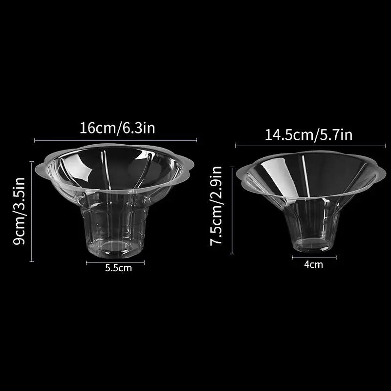 50 Pcs Flower Snow Cone Cups Leak-Proof Plastic Ice Cream Bowls Snow Cone Cups Nixie