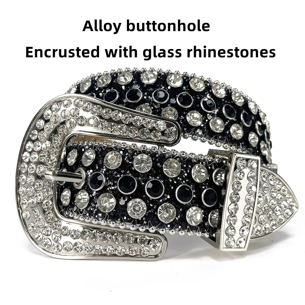 Women's Wide Rhinestone Belt – Luxury Faux Leather & Alloy Buckle Women's Fashion Belt Nixie