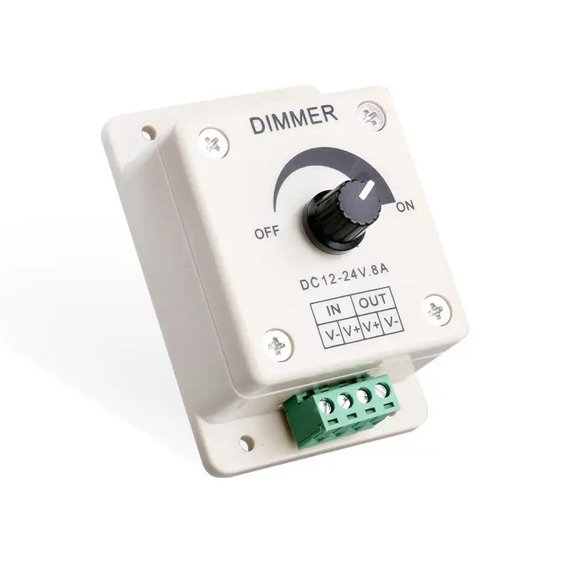 8A Rotary Knob LED Dimmer Switch DC 12V 24V – Flicker-Free