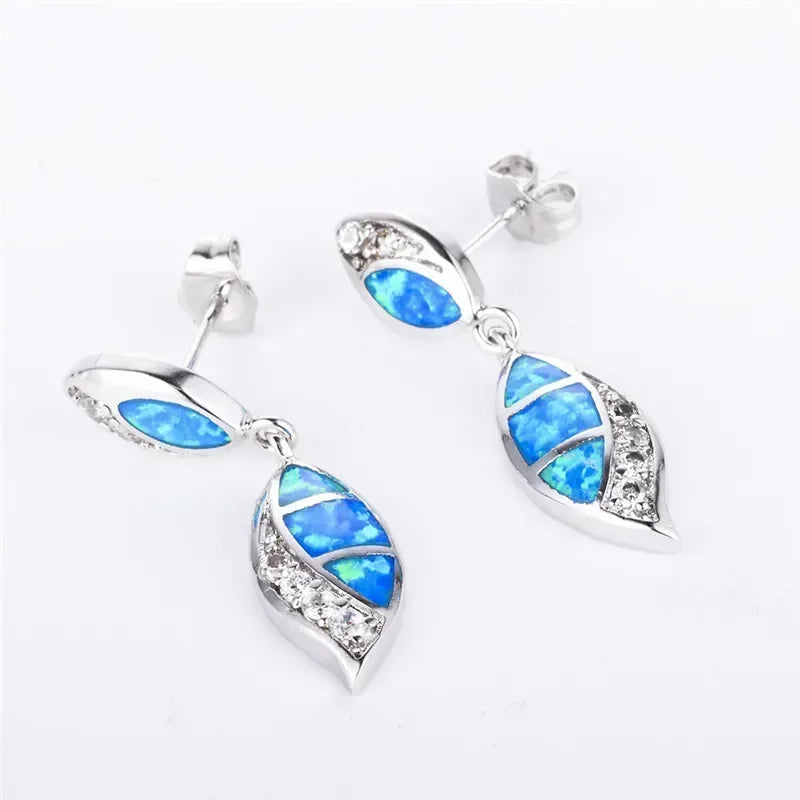 Blue Simulated Opal Animal Dangle Earrings – Zinc Alloy Drop Studs Dangle Drop Earrings Nixie