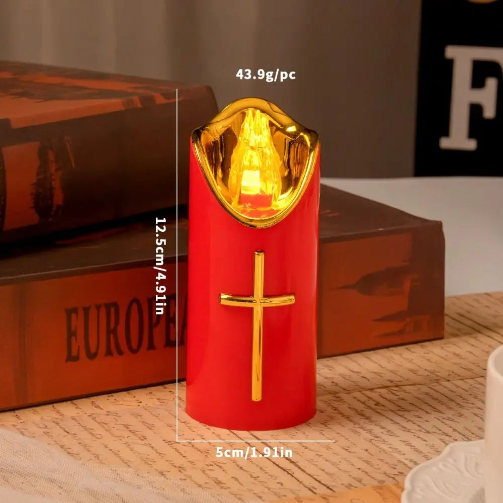 Christian Cross LED Flameless Candle – Prayer & Memorial Light LED Flameless Candle Nixie