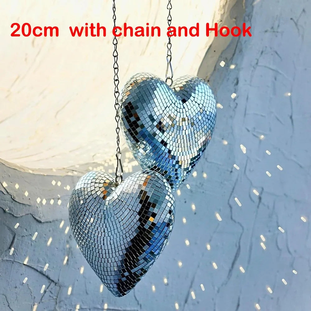 Heart-Shaped Glass Disco Ball Keychain & Party Decoration Party Decoration Nixie 20cm with chain Hook