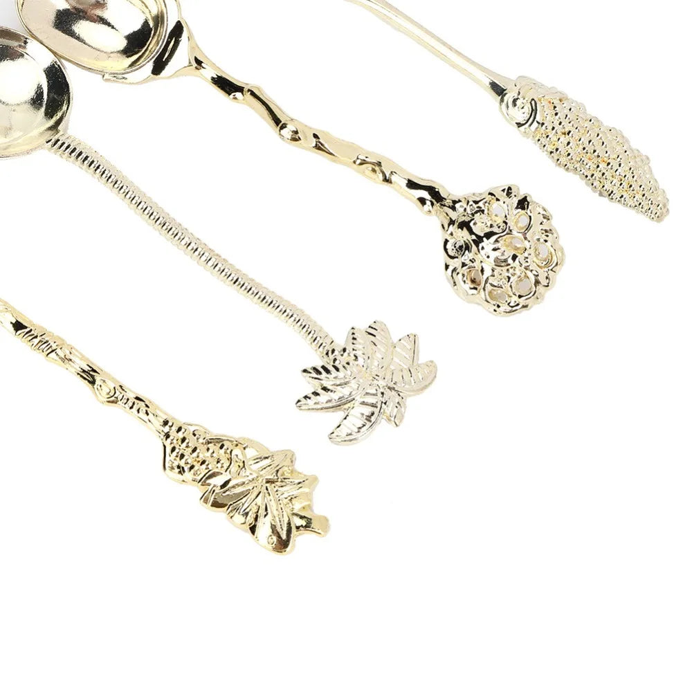 4Pcs Vintage Matte Alloy Mini Dessert Spoons – Creative Scoop Set Dessert Spoon Set Nixie