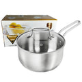Punana 304 Stainless Steel Saucepan 1QT with Glass Strainer Lid Stainless Steel Saucepan Nixie Milk Pot 16cm