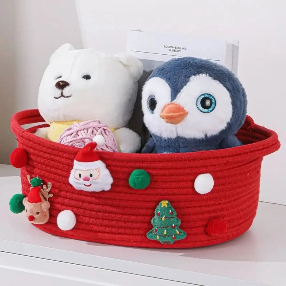 Christmas Gift Basket Large Capacity Cotton Rope – Green & Red Christmas Gift Basket Nixie
