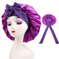 Silk Satin Sleep Cap – Night Hair Care Hat & Shower Turban Satin Sleep Cap Nixie Purple 1pcs