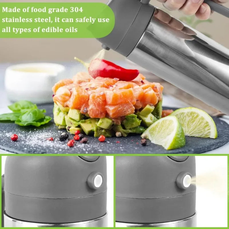 2-in-1 Stainless Steel Oil Spray Bottle & Dispenser | Nixie