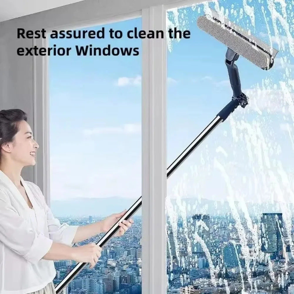 2-in-1 Rotatable Window Cleaning Brush with Squeegee & Long Handle Window Cleaning Brush Nixie