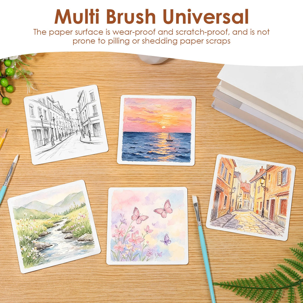 100-Sheet Square Watercolor Paper 300g – 12×12cm Art Sheets Watercolor Paper Nixie