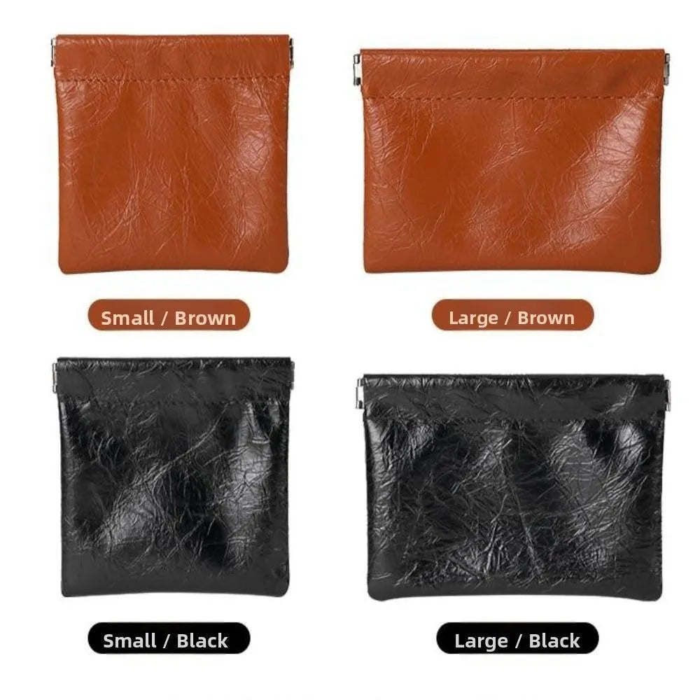 Waterproof PU Leather Coin Purse – Auto-Closure Mini Bag