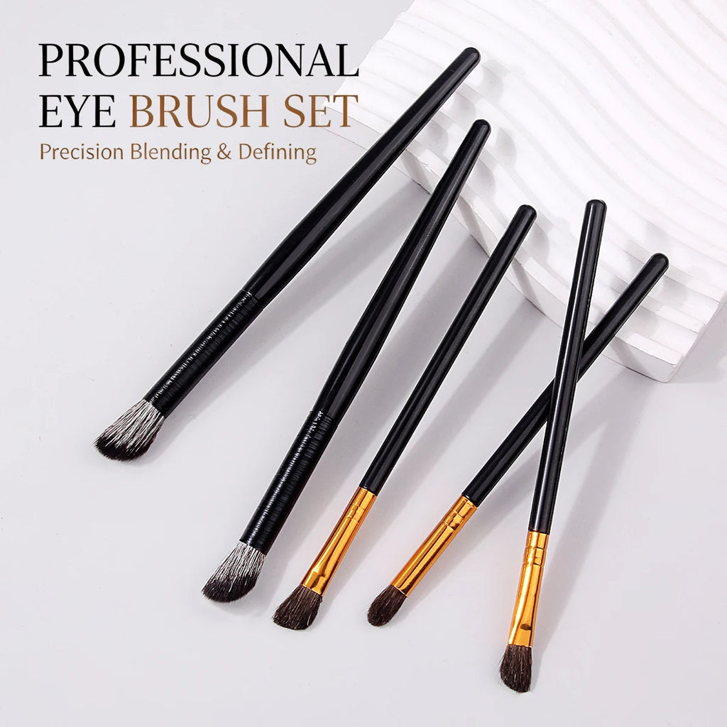 5-Piece Professional Eyeshadow Brush Set – Black Gold Handle Eyeshadow Brush Set Nixie Default Title
