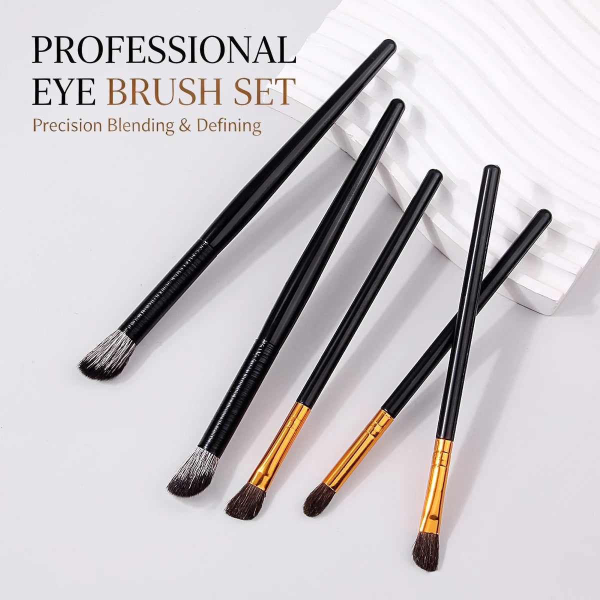 5-Piece Professional Eyeshadow Brush Set – Black Gold Handle Eyeshadow Brush Set Nixie Default Title