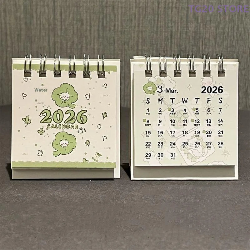 2026 Mini Desktop Calendar Lucky Cat Cute Desk Organizer Desktop Calendar Nixie Default Title