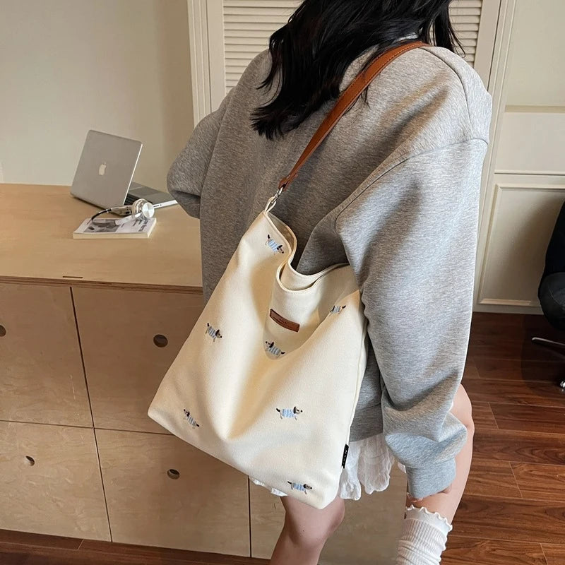 Japanese Style Canvas Tote Bag – Women's Shoulder & Crossbody Canvas Tote Bag Nixie