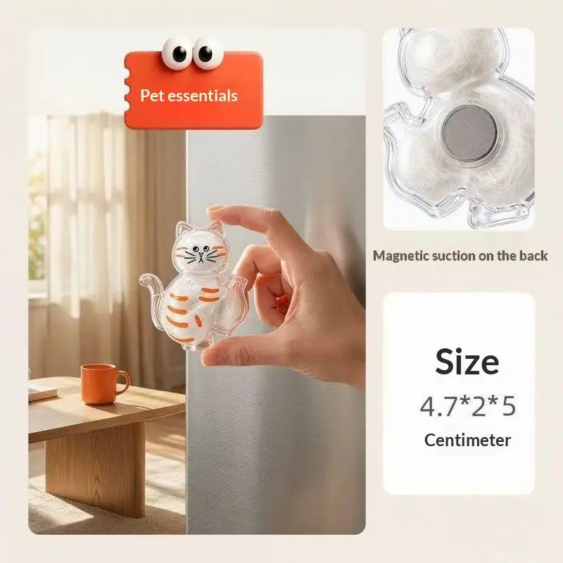 Transparent Cat Fur Storage Box Magnetic Fridge Organizer Pet Keepsake Storage Nixie