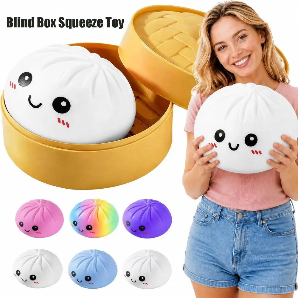 16cm Giant Dumpling Squeeze Fidget Toy with Steamer Box