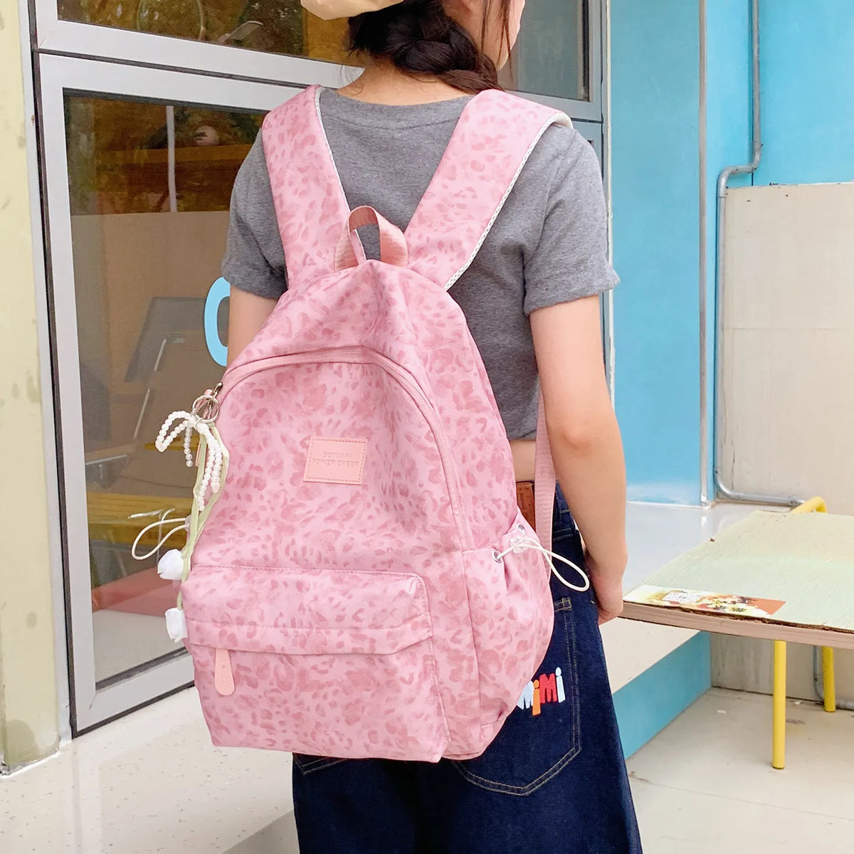 Leopard Print Backpack Women – Large Capacity Korean Style
