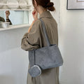 Nixie Faux Suede Tote Bag – Retro Commuter Shoulder Handbag Suede Shoulder Bag Nixie Gray